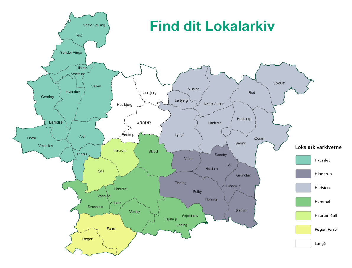 Kort over Favrskov Kommune. Find dit Lokalarkiv i Favrskov.